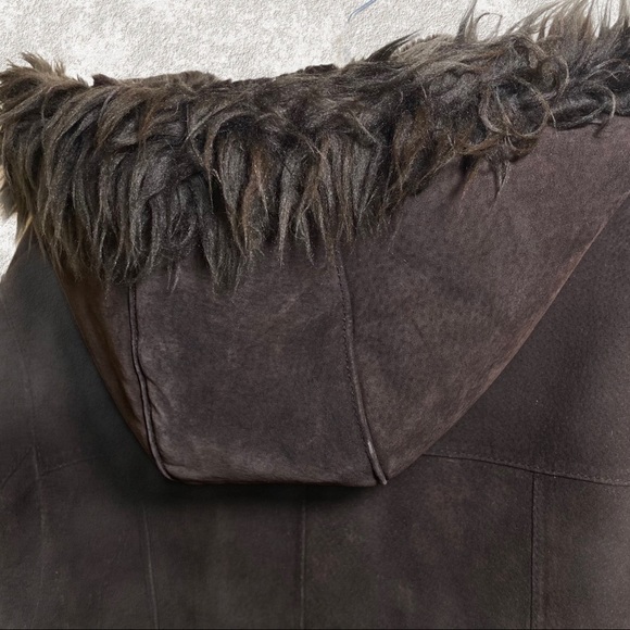 BEN SHERMAN VTG 100% GENUINE SUEDE PENNY LANE FAUX FUR CHOCOLATE BROWN COAT, 10 - Picture 8 of 13
